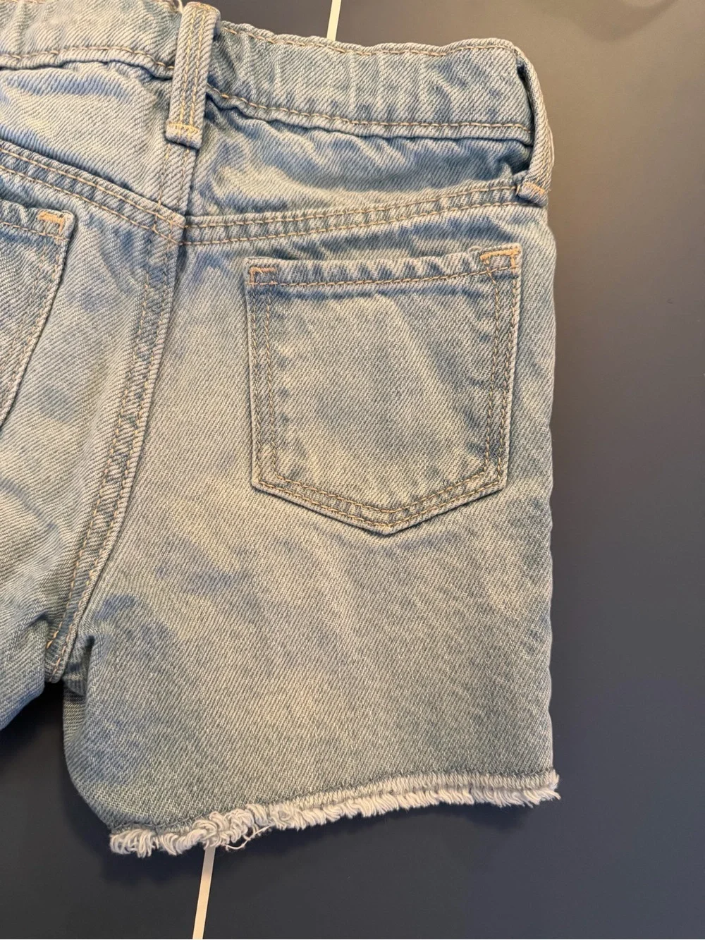 Old Navy Light Blue Denim Shorts with Colorful Heart & LOVE Embroidery 4T
